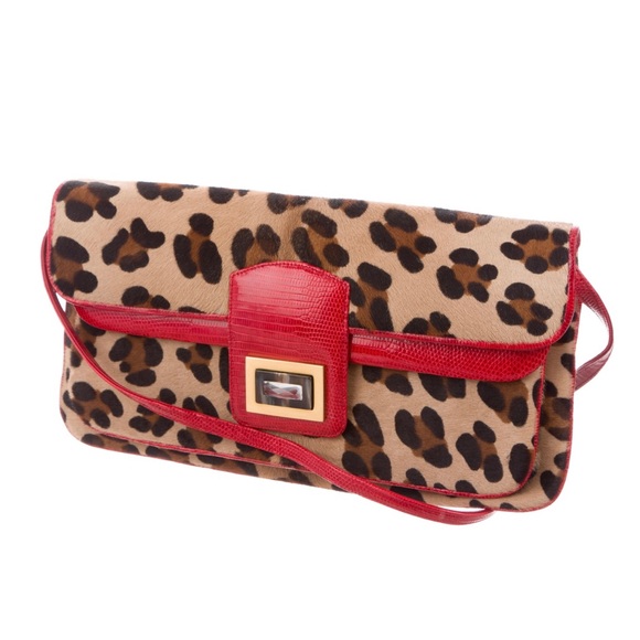 New Pristine Kara Ross Leopard Ponyhair and ref genuine Lizzard handbag - Picture 2 of 6